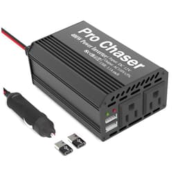 Pro Chaser 400W Car Power Inverter 12V DC to 110V AC Car Truck RV Inverter 6.2A Dual USB Charging Ports for Road Trips (USB C Adaptors Included) (Black)