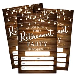 Doreen's Boutique Retirement Invitations, Rustic Retire Party Decorations, Supplies, Retirement Dinner Favors - Pack of 20 Cards with Envelopes (010)