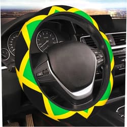 RLDOBOFE Steering Wheel Cover Elastic Steering Wheel Protector Jamaica Flag Stretch Steering Wheel Cover for Car Universal 15 Inch Steering Wheel Decoration Protector Car Interior Accessories