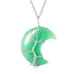 XIANNVXI Necklaces for Women Crescent Moon Pendant Necklace Tree of Life Wire Wrapped Crystal Necklaces Natural Gemstone Quartz Jewelry for Women Men