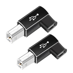 RAINSUNG Female USB C to USB B Printer Cable Adapter 2Pack, USB C to MIDI Cable Adapter for Printer Eectric Pianos Synthesizers USB Microphones Right Angle Shape