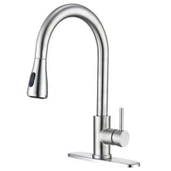 MAYYAYA Kitchen Faucet with Pull Down Sprayer- Brushed Nickel Sink Faucets, Single Handle High Arc Stainless Steel, Commercial Modern Kitchen-Faucets, Efficient Cleaning, 1/3 Hole, Deck Plate Included