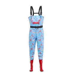 CCOMPO Fly Fishing Waders for Women with Boots and Pattern, High Chest Wader for Duck Hunting Fly Fishing (Color : Blue, Size : 38)