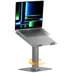 ULT-WIIQ Telescopic Laptop Stand for Desk Adjustable Height and Angle Swivel Laptop Stand with 360 Rotating Base Ergonomic Aluminum Laptop Stand Riser for 11-17.3 inch Laptop Grey