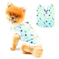 PAIDEFUL Cute Dog Tee Shirts Summer Pet T Shirt Lightweight Dog Tank Top Vest Sleeveless Breathable Cool Clothes Cute Style Pattern Dog Shirt Plaid Doggie Cat Clothing D-Ring,Blue,S