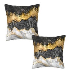 Lcokin Black and Gold Abstract Marble Throw Pillow Covers 18x18 in Set of 2, Decorative Gold Grey Pillow Case Square Cushion Covers for Sofa Bed Couch Living Room
