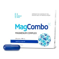 MAGCOMBOK MagCombo - Concentrated Pure Magnesium, Special Oil Formula with Maximum Absorption for Leg Cramps, Tensed Muscles, Sleep, enriched with Vitamins В2, В6, В12 and С, only 1 Capsule Daily. (Pack of 1)