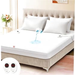 Bwarm Waterproof Heated Mattress Pad, ETL Certified Bed Warmer with Memory Function 9 Heat Settings, 1-12 Hours Auto Off Deep Pocket, Machine Washable, White Queen
