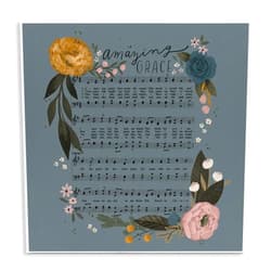 Stupell Industries Amazing Grace Floral Hymn Wall Plaque Art Design by Loni Harris, 12 x 12