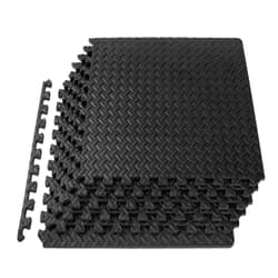 ProsourceFit Puzzle Exercise Mat ½ in, EVA Interlocking Foam Floor Tiles for Home Gym, Mat for Home Workout Equipment, Floor Padding for Kids, Black, 24 in x 24 in x ½ in, 24 Sq Ft - 6 Tiles
