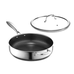 HexClad Hybrid Nonstick 4.5 Qt Deep Sauté Pan and Lid, Dishwasher and Oven-Safe, Induction Ready, Compatible with All Cooktops
