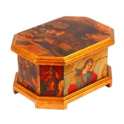 NOVICA Angel Decoupage On Pinewood Jewelry Box, Brown, Archangels'