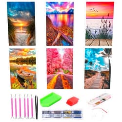 abcGoodefg Diamond Art Paintings Kit 6 Paks, DIY 5D Diamond Art Kits for Adults Landscape Set Round Full Drill Paint by Diamonds, 12x16 inch