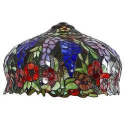 Bieye S10557 Tiffany-Style Stained Glass Lampshade - Elegant Wisteria and Rose Flower Design - 16-inch Wide, 10-inch High