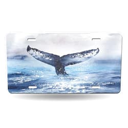 FeHuew Watercolor Whale Tail License Plate Front Car Decorative Novelty Auto Plate Car Tag Vanity Gift Metal Aluminum Plate for Women/Man 12x6 inch Wall Decor