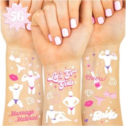 xo, Fetti Bachelorette Party Temporary Tattoos - 56 Iridescent Foil Styles | Male Dancer Stripper Bach Party Decoration, Bridesmaid Favor, Bride to Be Gift