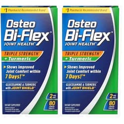Osteo Bi-Flex Triple Strength Glucosamine with Turmeric, Joint Health Supplement, Coated Tablets, Original Version, 80 Count (Pack of 2)