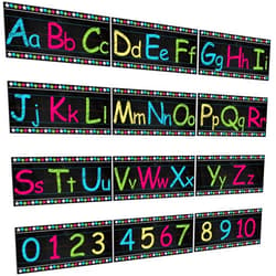 Outus Alphabet Bulletin Board Strips Set Alphabet Wall Strip Number Bulletin Board Strips ABC and Numbers 0 to 10 Border for Pre School, Kindergarten Classroom Playroom Bedroom, 12 x 6.2 Inches