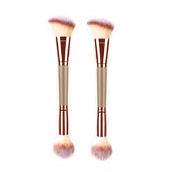 UAIAGM 2Pack Dual-ended Makeup Brushes for Contouring, Blending, and Bronzing - Angled Foundation Brush and Concealer Brush - Premium Luxe Hair for Flawless Application of Liquid, Cream, and Powder Makeup