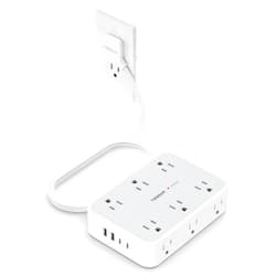 TESSAN Extension Cord 10 ft Surge Protector Power Strip, 12 Outlet Extender with 4 USB (2 USB C), 1800 Joules Protection, Flat Plug, Flat Extension Cord with Multiple Outlets, for Home, Office, Dorm