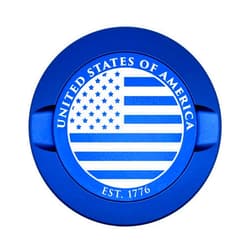 Military Veteran Products Metal Container for Zyn | Metal Snus Can | Engraved Round American Flag–Patriotic Design | Blue Metal Zyn Can