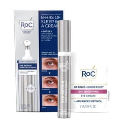RoC Derm Correxion Retinol Eye Repair Dark Circle Cream Treatment with Niacinamide, Resveratrol, Proxygen for puffy eyes, wrinkles, and crow's feet with Line Smoothing Eye Packette