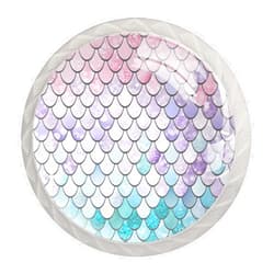 Hainualy Colorful Mermaid Scales Gradient 4Pack of Kitchen Cabinet Knobs Pulls Round Dresser Drawer Handle Hardware