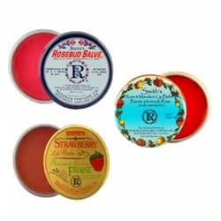 Rosebud Perfume Co. Tin 3 Pack: Smith's Rosebud Salve + Smith's Strawberry Lip Balm + Smith's Rose and Mandarin Lip Balm