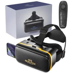 REALITEX 3D VR Headset for Kids + Android Remote - for iPhone & Android Phones | with 3D VR Videos & Apps Links | Virtual Reality Goggles Set for Beginners