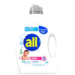 all Baby, Gentle for Baby, Liquid Laundry Detergent, Hypoallergenic for Sensitive Skin, Concentrated, 75oz, 100 Loads