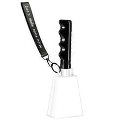 Yoiilifee Cowbell Noise Makers with Handle and Wrist Strap – 8 Inch Loud Steel Cheering Cow Bells for Sporting Events, Football Games, Parties, Concerts & More (White)