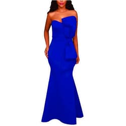 MAYFASEY Women's Sexy Off The Shoulder Oversized Bow Applique Evening Gown Party Long Maxi Dress