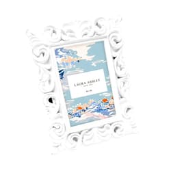 Laura Ashley 2x3 White Vintage Inspired Resin Scroll Design Picture Frame with Thin Border, Horizontal & Vertical for Tabletop and Wall Display, Home Décor (2x3, White)
