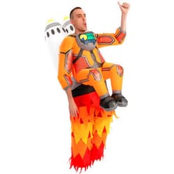 Spooktacular Creations Adult Inflatable Halloween Costume Jet Pack Astronaut Inflatable Blow Up Costume with Rockets