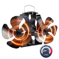 VODA Wood Stove Fan 10-Blade Heat Powered Fan with Dual Motors, Fireplace Fan for Maximum Heat Distribution - Ideal for Wood Stoves, Fireplaces, with Magnetic Thermometer