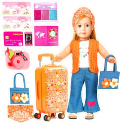 ARTST 18 Inch Girl Doll Accessories American Doll Clothes-Christmas Costume Suitcase Toys Set for 3-10 Girls(NO Doll)
