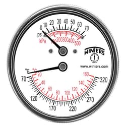 Winters Instruments Winters TTD Series Steel Dual Scale Tridicator Thermometer with 2