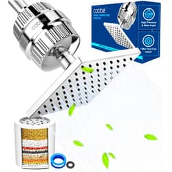 Cobbe High Pressure Filtered Shower Head Combo, Rain Shower Head with 20 Stage Shower Head Filter for Hard Water - Adjustable Replacement Remove Chlorine and Harmful Substances, Chrome