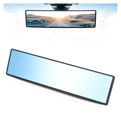 SONCHIE Universal Rear view Mirror 12 inch Panoramic Wide Angle curved Rearview Mirror to expand view reduce Blind Spots Blue Anti-Glare Coating Mirror for Car Van Truck SUV