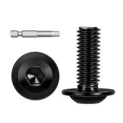 Kvohlum M8-1.25 x 20mm Flanged Button Head Socket Cap Bolts Screws, Stainless Steel 304, Allen Hex Drive, Black Finish, Fully Thread, 20 PCS (with Hex Screwdriver Bit)