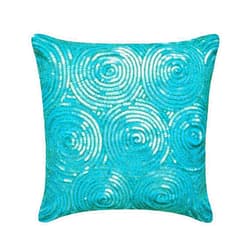 The HomeCentric Pillow Cover Pack of 2 22x22 inch (55x55 cm) Throw Pillow Cover Blue Throw Pillow Cover Spiral Blue Sequins Antique Pillow Cover Art Silk Square Cushion Cover Geometric - Aqua Touch
