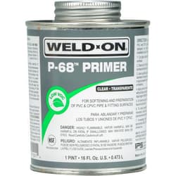 Weld-On 10211 P-68 PVC/CPVC Non-Bodied Primer - Fast Acting and Low-VOC, Clear, 1 Pint (16 fl oz)