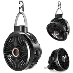 Odoland 10000mAh Camping Rechargeable Fan with Hanging Hook Carabiner, Portable Battery Operated Tent Fan, Quiet Strong Airflow, Outdoor Small Fan USB Desk Fan for Picnic Travel Barbecue Fishing