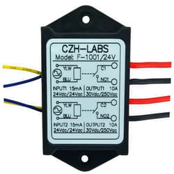 Electronics-Salon 1PCS Dual SPST-NO 10Amp Power Relay Module, AC/DC 24V Control Voltage.