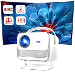 YABER [Netflix Licensed/Dolby Audio] YABER V12 Projector with WiFi6 and Bluetooth 5.2, 700 ANSI 1080P Outdoor Movie Projector, 20W Speakers, Auto Focus & Keystone, Smart Home Theater Projector with Apps