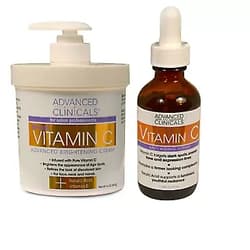 Advanced Clinicals Vitamin C Skin Care set for face and body. Spa Size 16oz Vitamin C cream and Vitamin C face serum for dark spots, age spots, uneven skin tone in as little as 4 weeks!