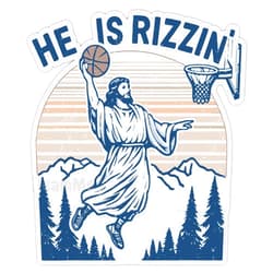 GleamMe handmade sticker, He Is Rizzin' sticker, Funny Easter sticker, Jesus playing basketball sticker, Christian faith religious sticker, Meme sticker, He Is Risen