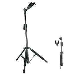 AROMA Bass Stand Universal for Acoustic Electric Classical Guitars Floor Stand Foldable with Auto-Lock Neck Holder Soild Tripod One Button Lift
