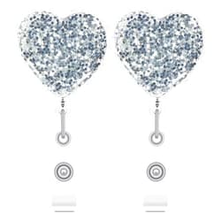 TANOSII Resin Retractable Badge Holder Retractable ID Badge Reels with Keychain，Badge Clip and Retractable Rope for Doctor Nurse Office Staff Heart 2 Packs White