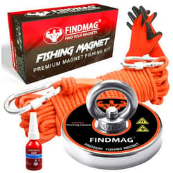 FINDMAG Fishing Magnet 600 LBS Pulling Force Magnet Fishing Kit, Super Strong Fishing Magnet Kit for Magnetic Fishing and Retrieving Items - 2.95inch Diameter